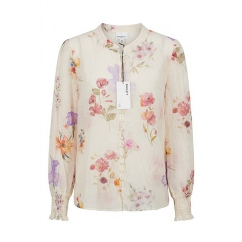 Bailey/44 Top Women XL Feminine Floral Sheer Button Ruffle Fairycore Blouse